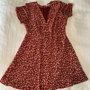 Madewell red floral dress size 8